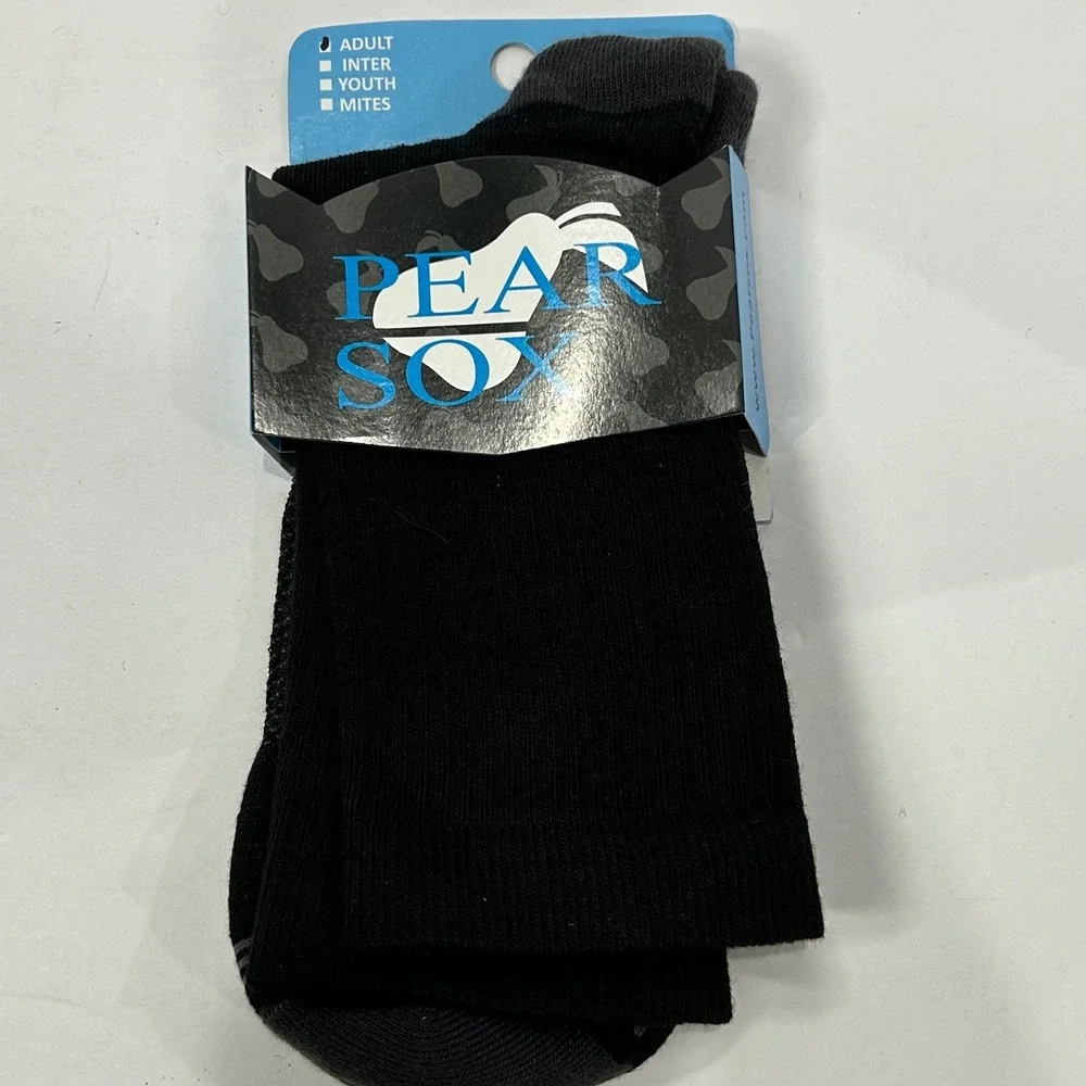 Pear Sox Adult Performance Crew Socks Black Grey Made in USA 6 Pair Lot Adult L